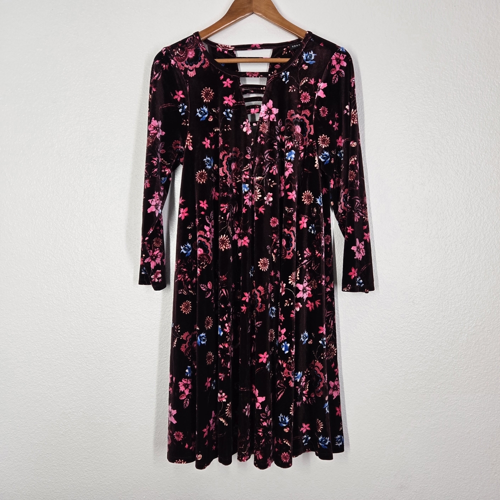 Torrid Burgundy Velvet Floral Dress